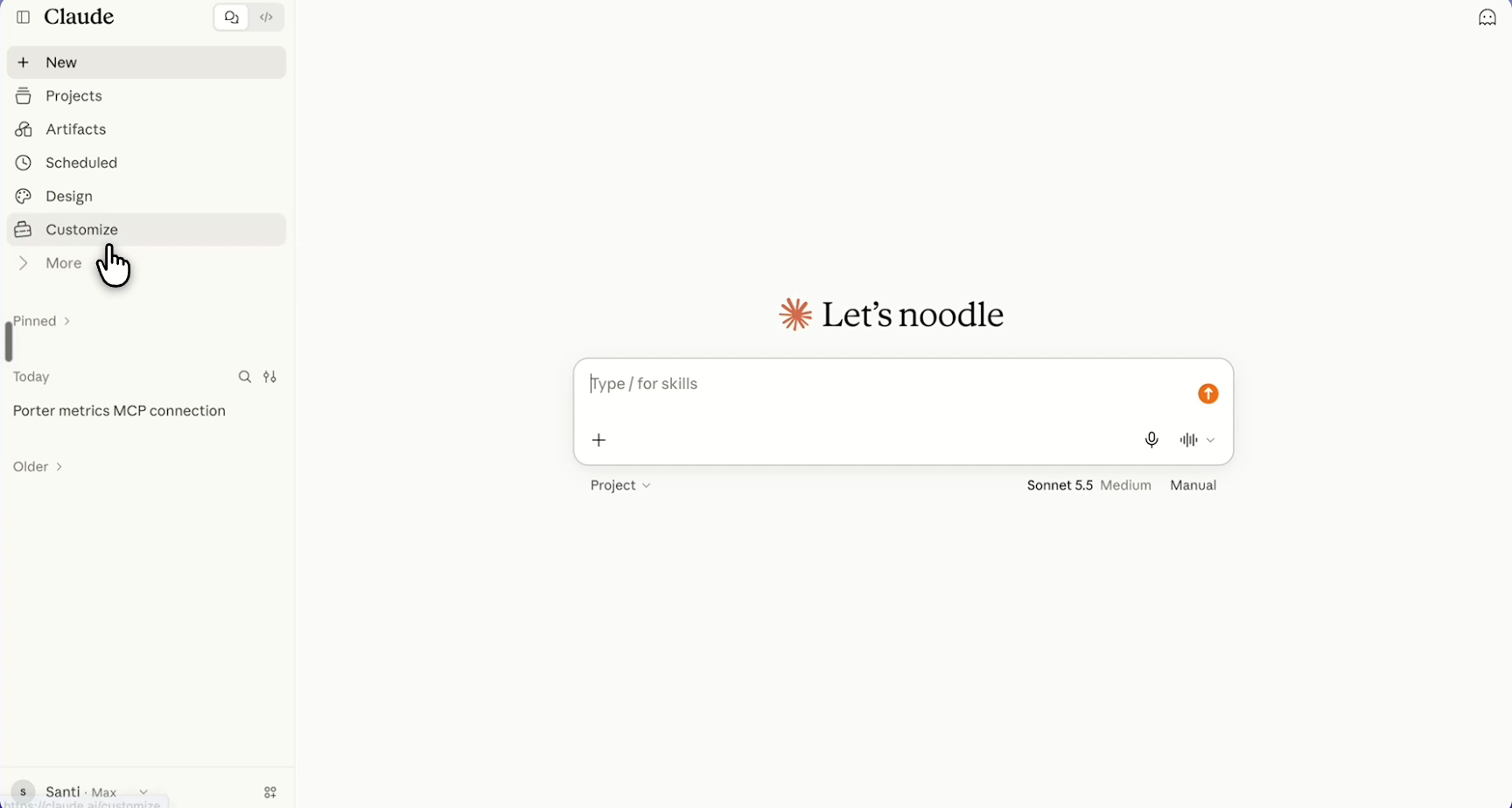 Step 1: Open Customize in Claude