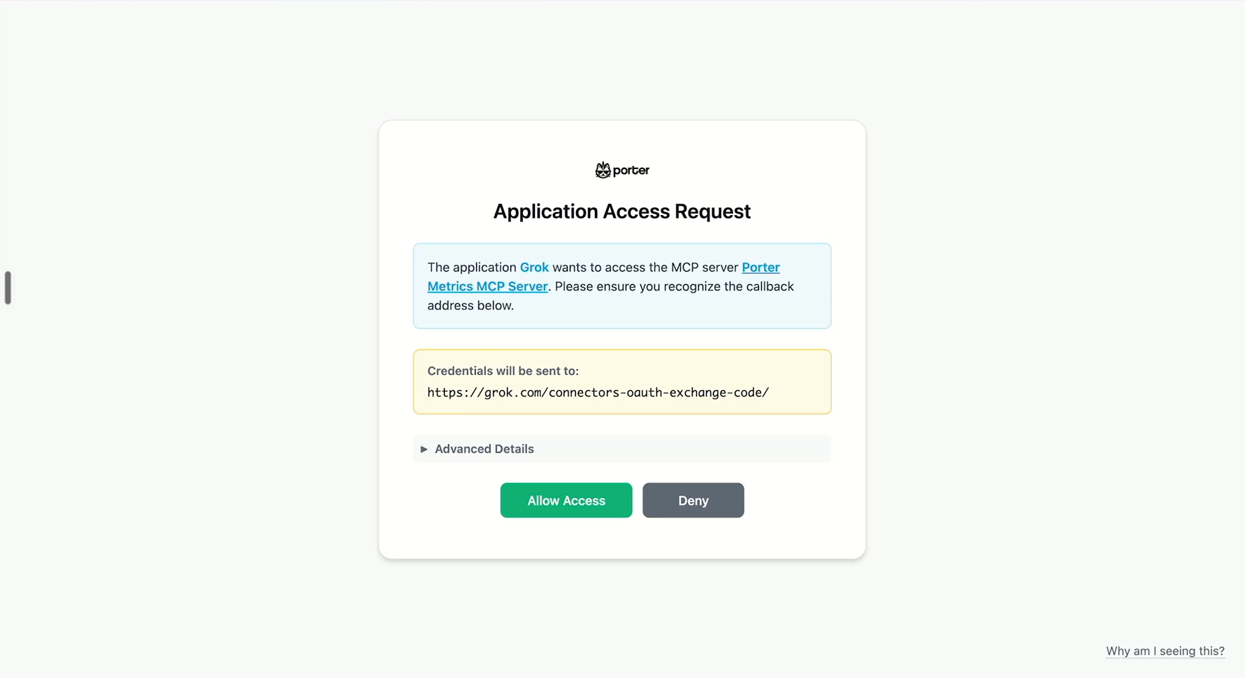 Step 7: Authorize Porter Metrics