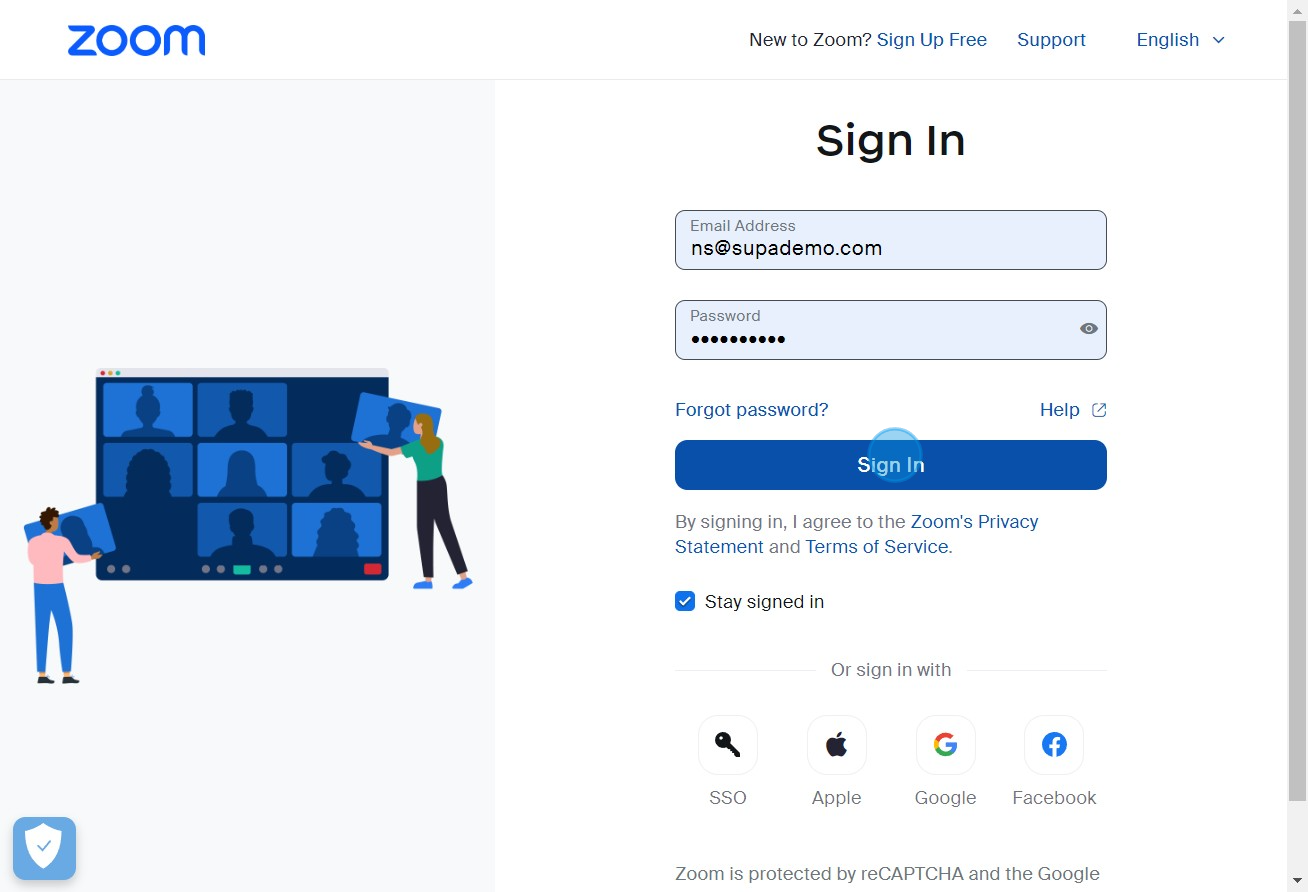 4 Click on "Sign In"