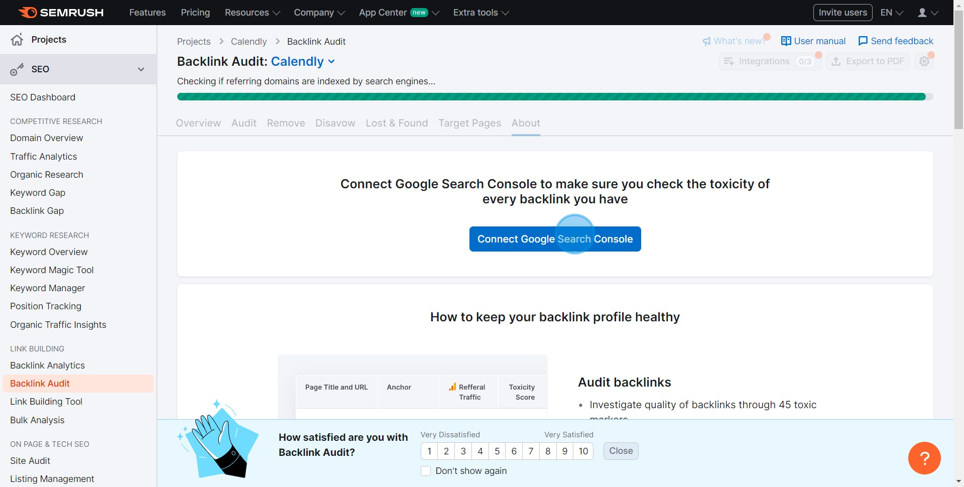 7 Click on "Connect Google Search Console"