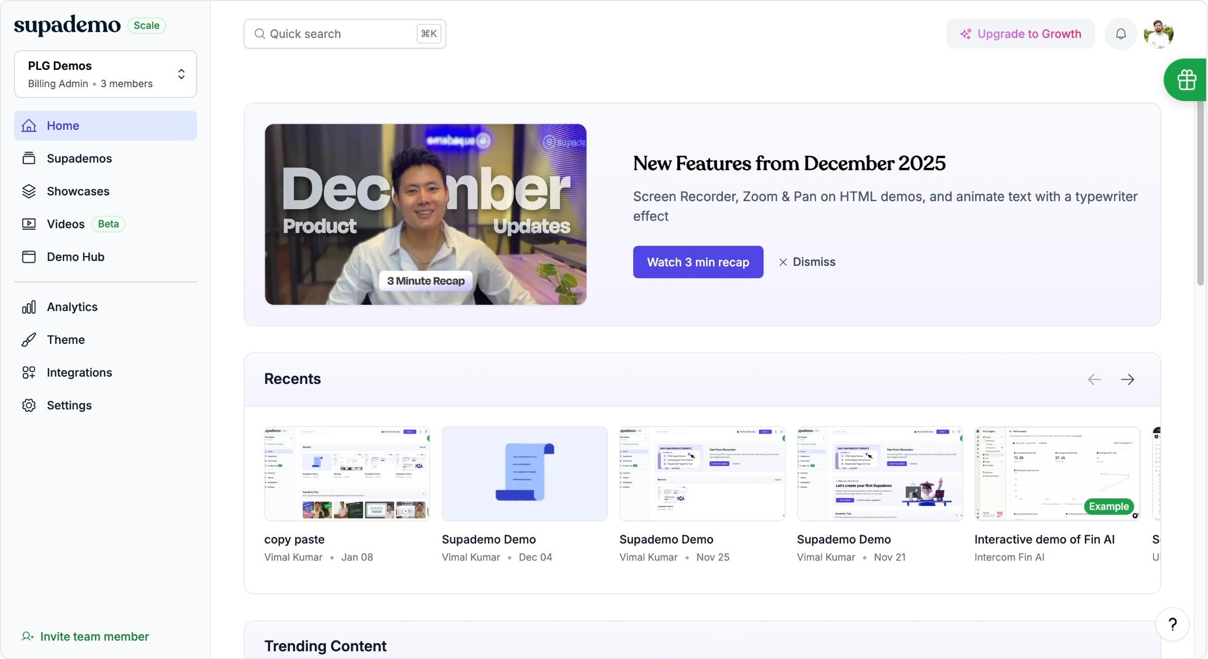 Preview of Inviting Team Members to Your Supademo Workspace