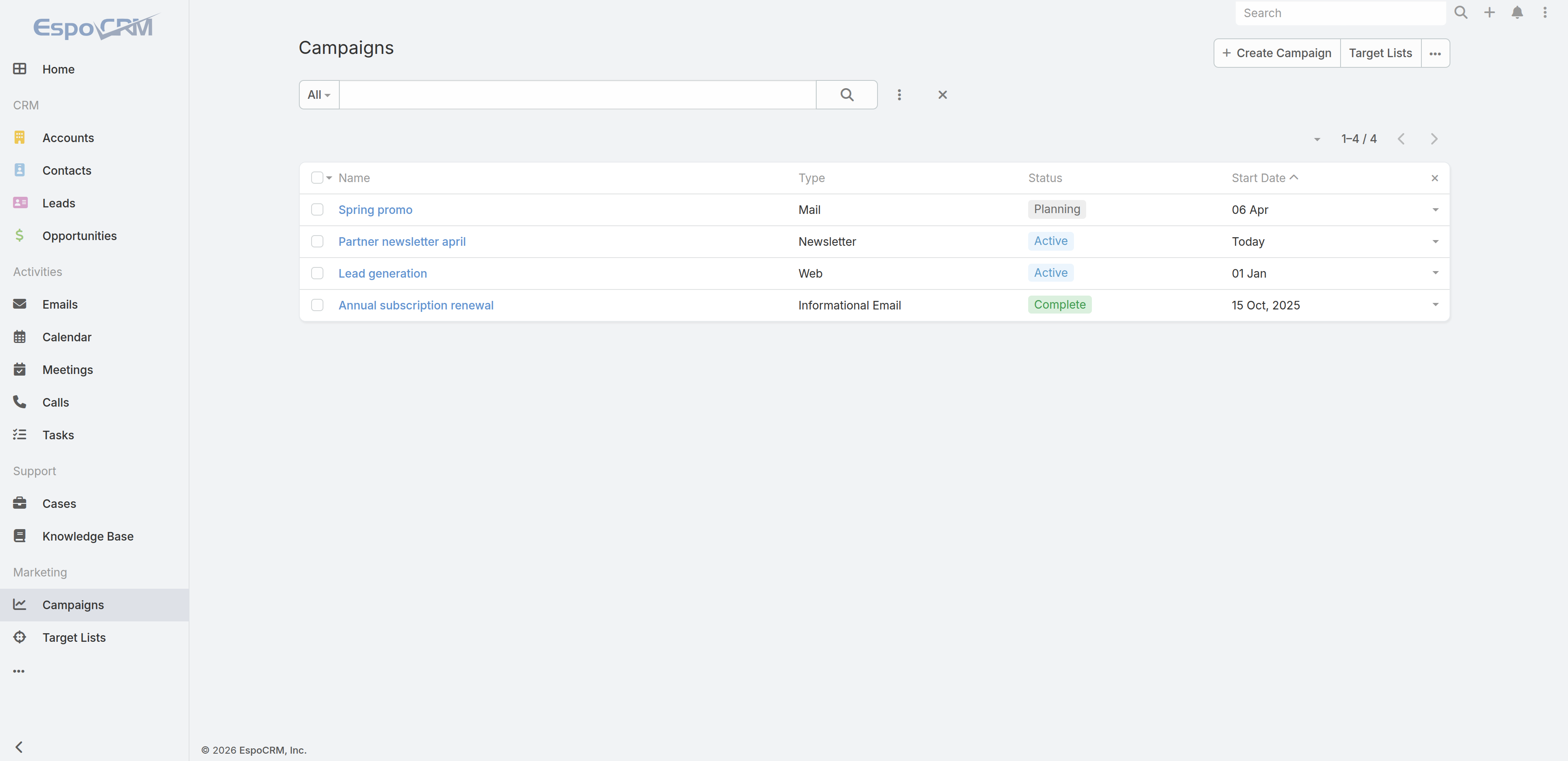 EspoCRM Campaigns – A Quick Tour