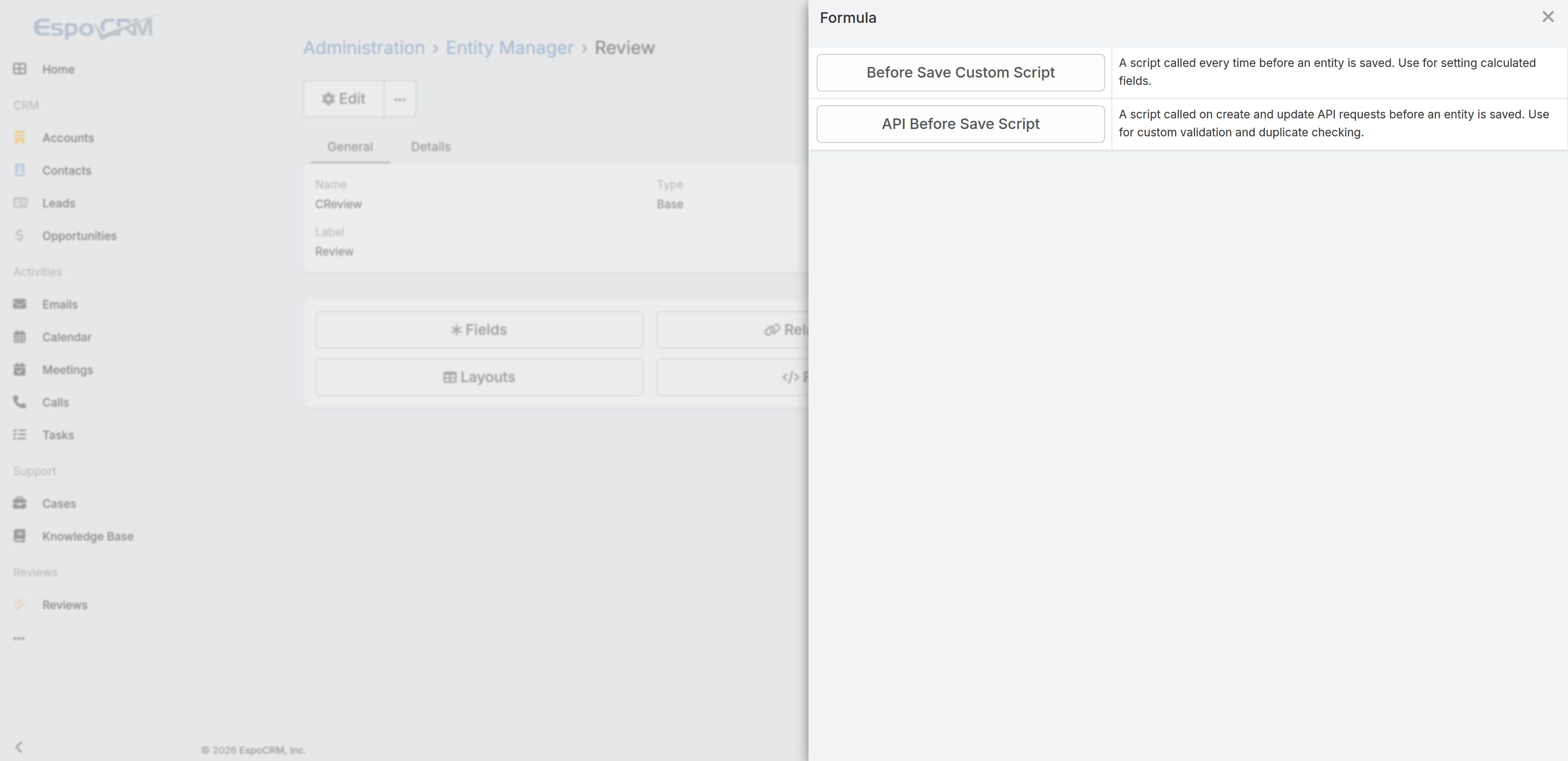 EspoCRM Formula – A Quick Tour