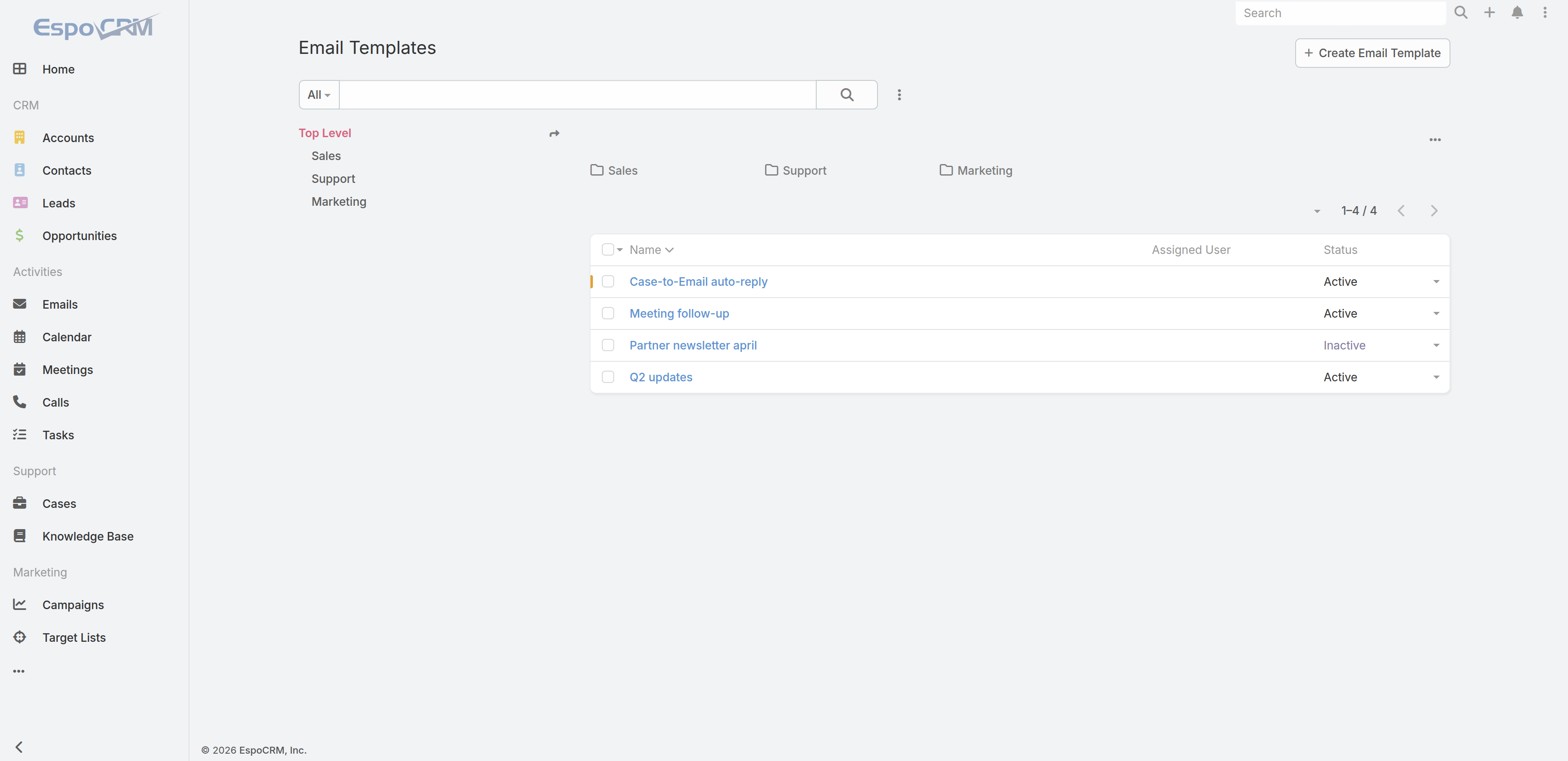 EspoCRM Email Templates – A Quick Tour
