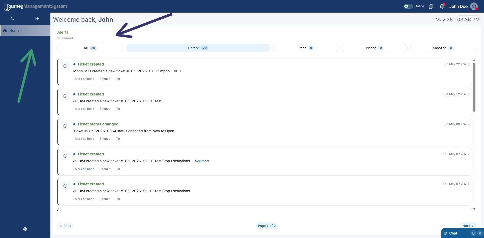 Non-Sales user homepage view